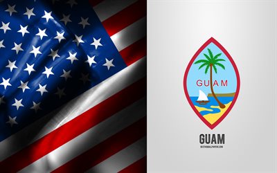 Seal of Guam, USA Flag, Guam emblem, Guam coat of arms, Guam badge, American flag, Guam, USA