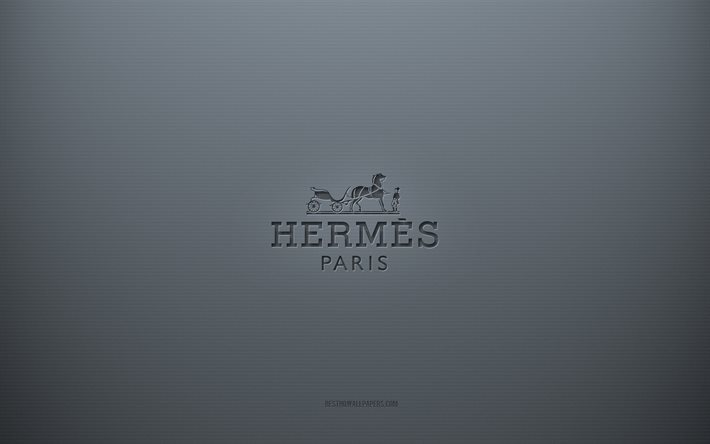hermes-logo, grauer kreativer hintergrund, hermes-emblem, graue papierstruktur, hermes, grauer hintergrund, hermes-3d-logo