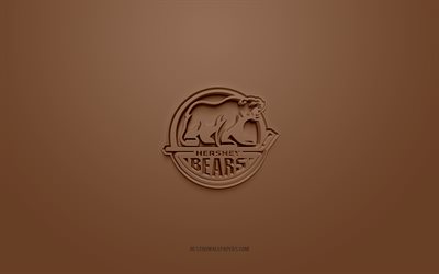Hershey Bears, luova 3D-logo, ruskea tausta, AHL, 3D-tunnus, American Hockey Team, American Hockey League, Pennsylvania, USA, 3d-taide, j&#228;&#228;kiekko, Hershey Bears 3D-logo