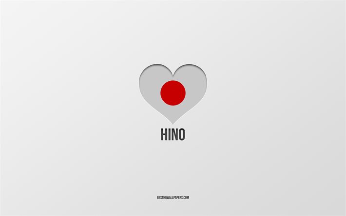 Hino&#39;yu Seviyorum, Japon şehirleri, Hino G&#252;n&#252;, gri arka plan, Hino, Japonya, Japon bayraklı kalp, favori şehirler, Hino&#39;yu seviyorum