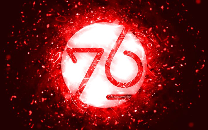 system76 rotes logo, 4k, rote neonlichter, linux, kreativ, roter abstrakter hintergrund, system76-logo, betriebssystem, system76