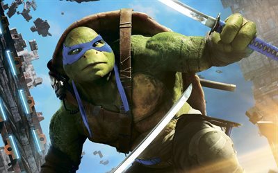 teenage mutant ninja turtles 2, leonardo, 2016, action, fiction, fantasy, com&#233;die