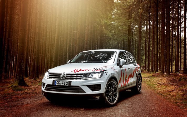 touareg, bosque, volkswagen, 2016, concepto, blanco, wimmer, tuning, prototype