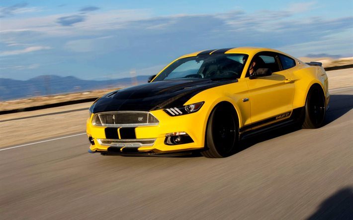 2016, ford mustang, shelby, amarelo, coup&#233;