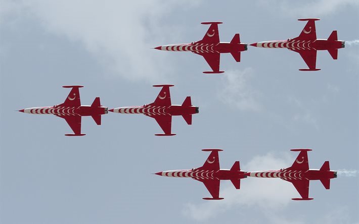 赤, 戦闘機, トルコ空軍, 建物, 軽戦闘機