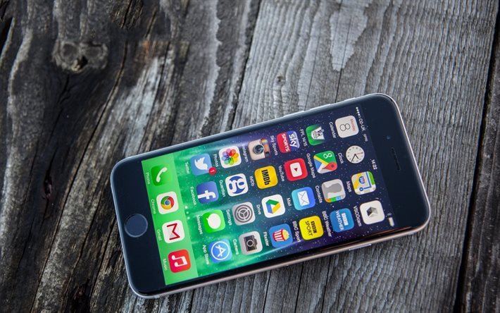 wooden, surface, apple, iphone 6, hi tech, ios