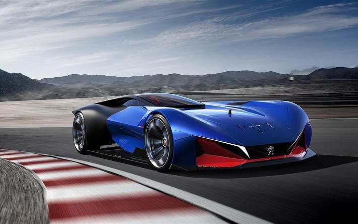 hypercar, l500, 2016, hybrid, peugeot, concept, blue, prototype