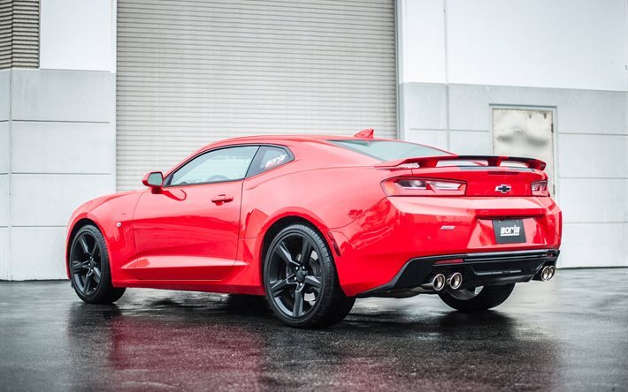 kanssa, punainen, coupe, chevrolet camaro, 2016, chevrolet