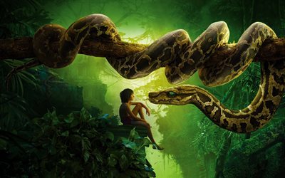 kaa, il libro della giungla, mowgli, 2016, snake, fantasia, dramma, sfondi
