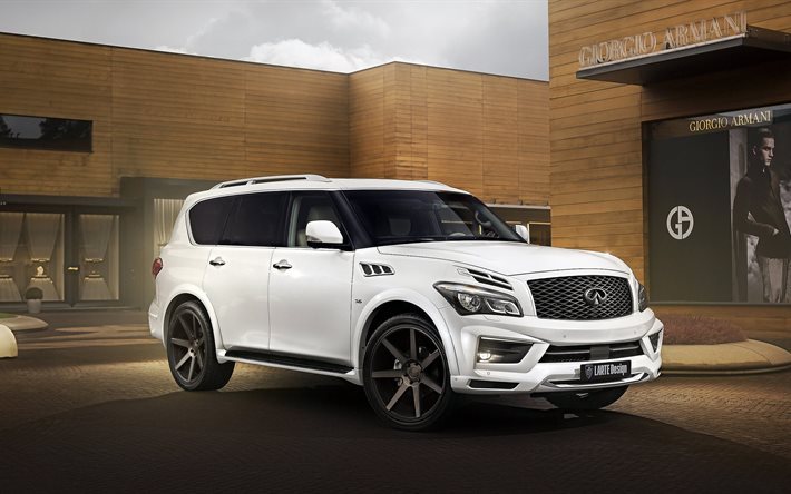 قاعدة, 2016, larte missuro, إنفينيتي qx80, الأبيض, ضبط, سيارات الدفع الرباعي