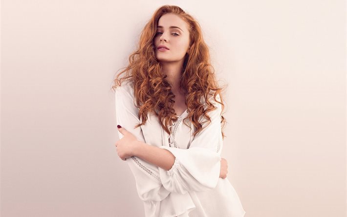 sophie turner, 2016, actress, celebrity, curly hair