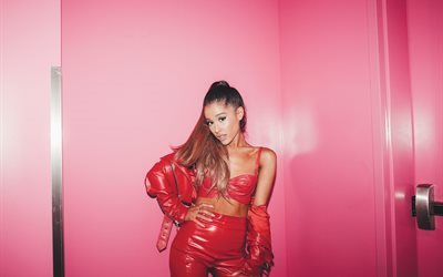 celebrity, red, ariana grande, singer, actress, leather