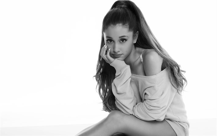 celebrity, black and white, ariana grande, actress, singer