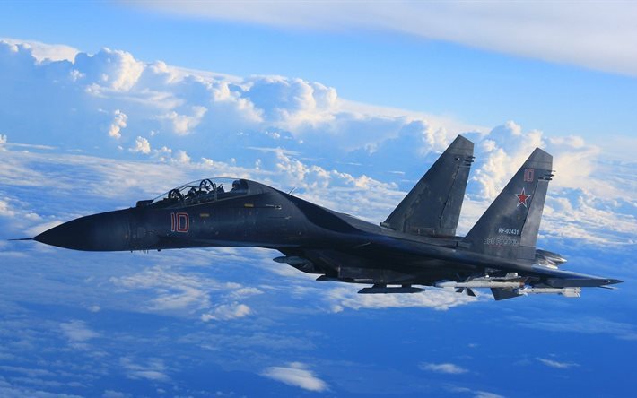 fighter, sky, su-35, istrebitel, aircraft, dry, missiles