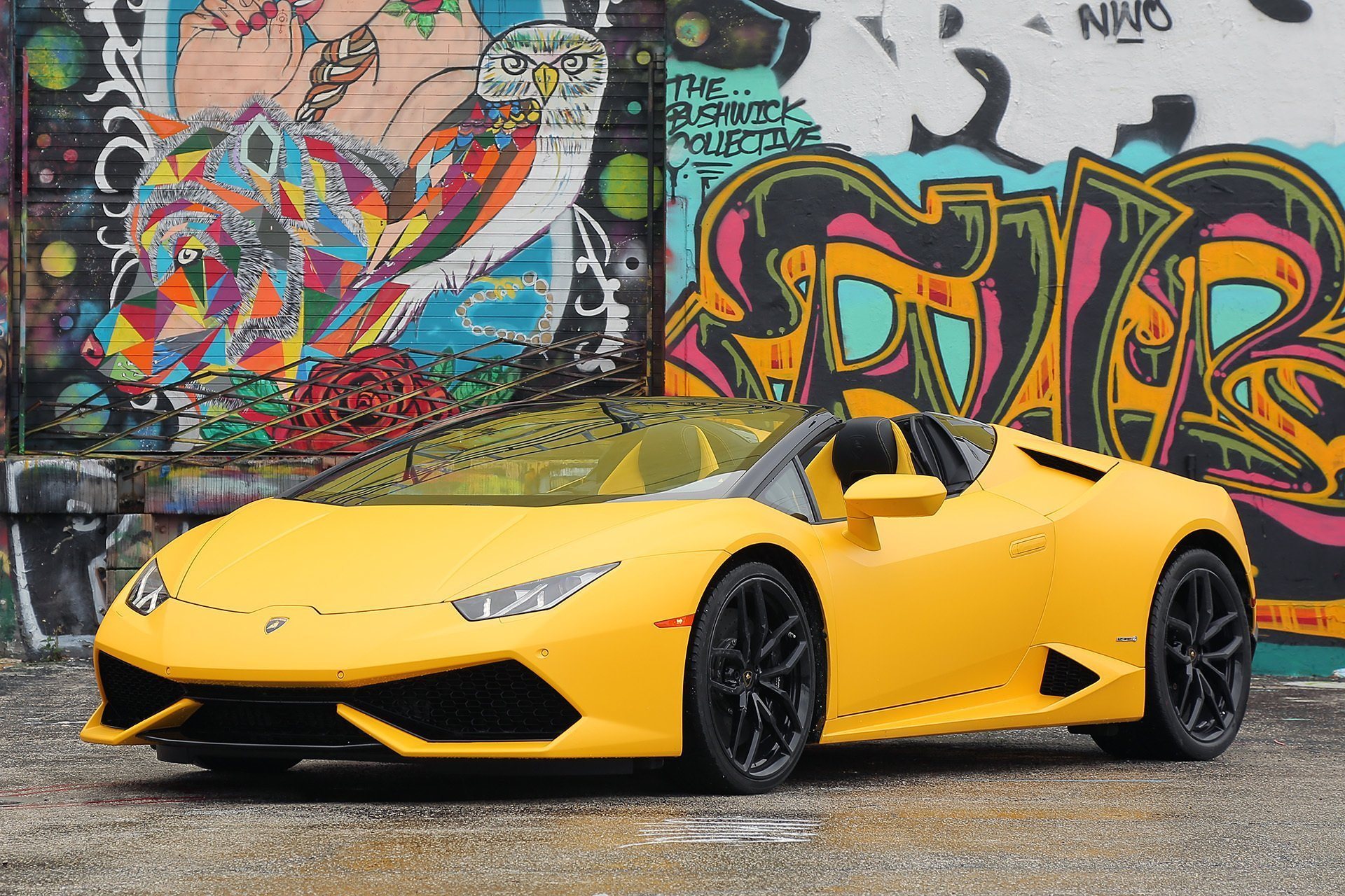 Download Wallpapers Spyder 2016 Yellow Lp 610 4 Lamborghini Huracan