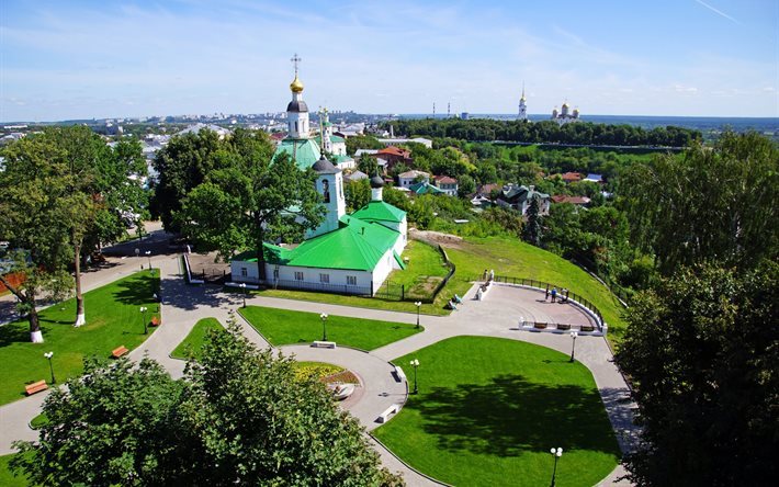 view from top, building, summer, architecture, temple, vladimir, russia