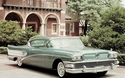 retro, 1958, buick, super, classic, riviera, hardtop, coupe, rev