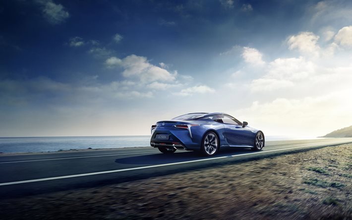 blue, lexus, road, 500h, 2016, luxury coupe, auto