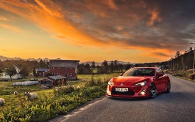 track, toyota, sheep, gt86, red, building, coupe