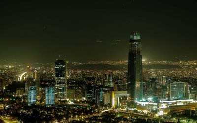 capital, gran santiago, night, santiago, city, chile