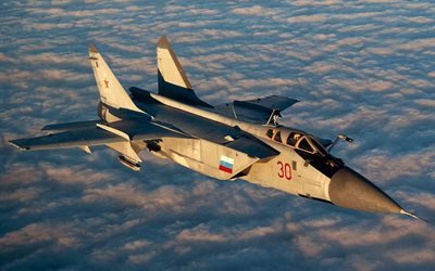 طائرة عسكرية, الطائرة, مقاتلة, الروسية, الأسرع من الصوت, القوات الجوية الروسية, من طراز ميج 31, اعتراضية