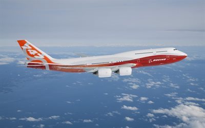 boeing 747, sky, luftfart, passagerare