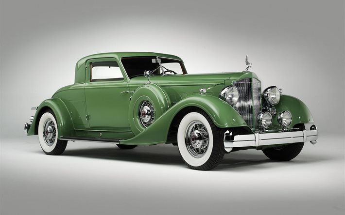 dodici, sport, verde, coupe, veicolo, 1934, retr&#242;, dietrich lusso, packard