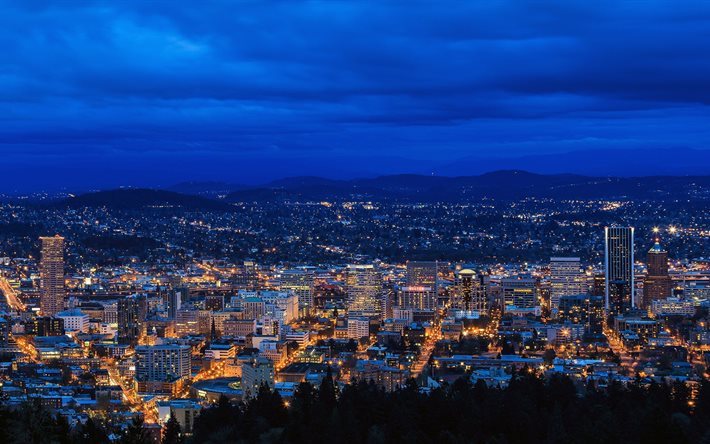 lights, portland, night, oregon, city, canon, eos