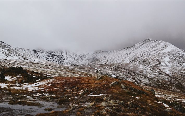 dimma, sn&#246;, naturen, berg, landskapet
