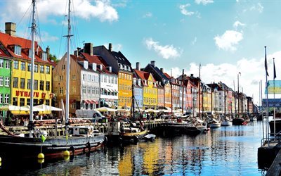 المدينة, الرصيف, كوبنهاغن, الدنمارك, القوارب