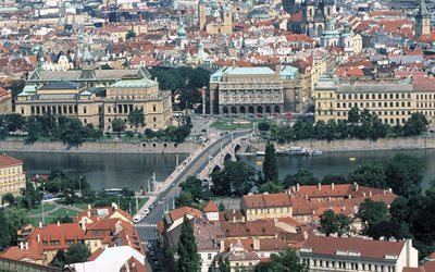kaupunki, arkkitehtuuri, tšekin tasavalta, p&#228;&#228;oman, charles bridge, kotiin, n&#228;kym&#228; panorama, river, silta, praha, rakennukset