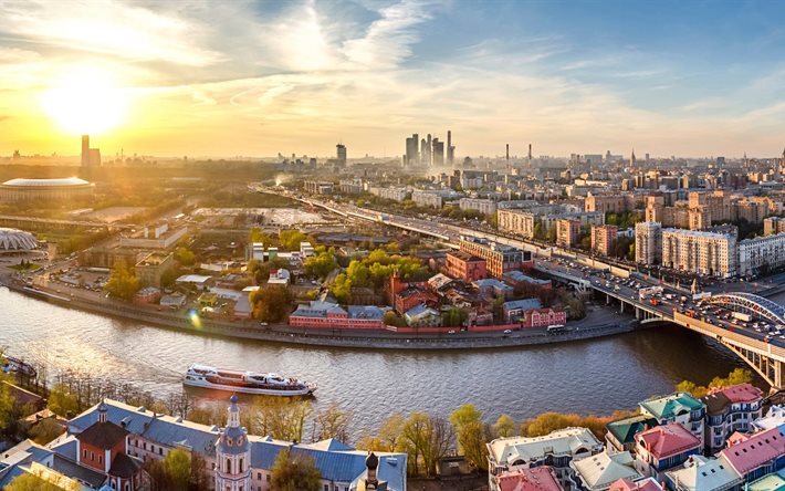 panorama, bro, megapolis, downtown, ryssland, center, moskva, river