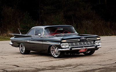 chevrolet, custom, hotrod, black, 1959, classic, muscle, retro, chevy impala