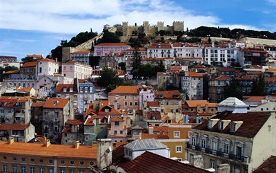 city, capital, roof, lisbon, port, building, portugal