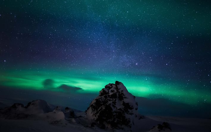 aurora borealis, northern lights, natur, nacht, island