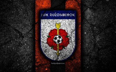 Ruzomberok FC, 4k, logo, Fortuna Lig, futbol, siyah taş, Slovakya, MFK Ruzomberok, asfalt doku, slovak Futbol Kul&#252;b&#252;, FC Ruzomberok