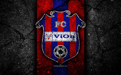 FC ViOn, 4k, logo, Fortuna Lig, futbol, siyah taş, Slovakya, ViOn Civardaki Moravce, asfalt doku, slovak Futbol Kul&#252;b&#252;