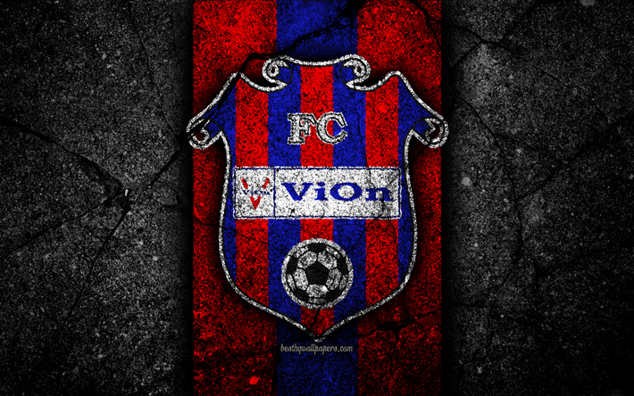 FC ViOn, 4k, logo, Fortuna liga, calcio, pietra nera, Slovacchia, ViOn Zlate Moravce, asfalto texture, slovacco football club