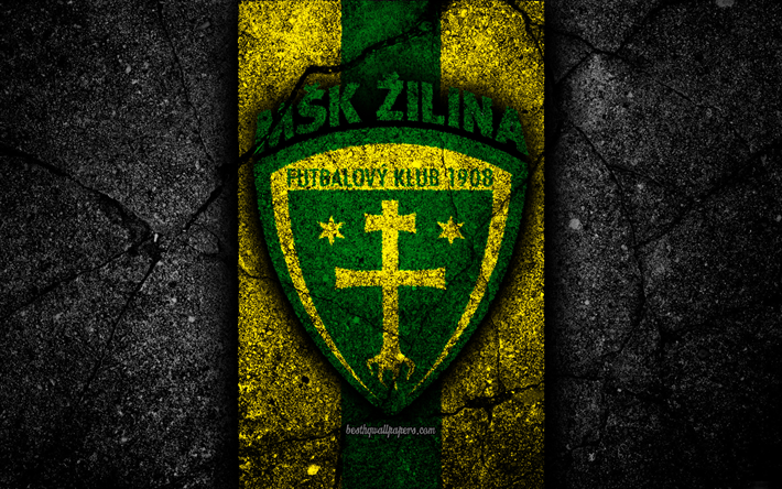 Zilina FC, 4k, logo, Fortuna liga, football, soccer, black stone, Slovakia, MSK Zilina, asphalt texture, slovak football club, FC Zilina