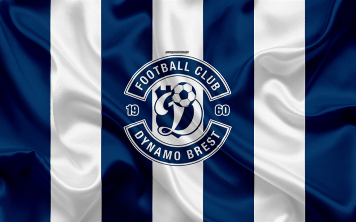 FC Dinamo Brest, 4k, textura de seda, logotipo, Bielorruso club de f&#250;tbol, de seda azul de la bandera, el arte del tejido, de la Liga Premier de Belar&#250;s, Brest, Bielorrusia, f&#250;tbol, arte creativo