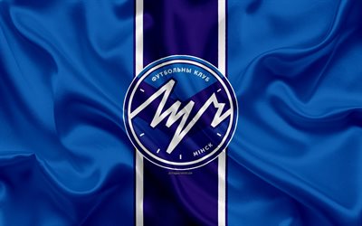 FC Luch Minsk, 4k, ipek doku, logo, Belarus Futbol Kul&#252;b&#252;, mavi ipek bayrak, kumaş sanat, Belarus Premier Ligi, Minsk, Belarus, futbol, yaratıcı sanat