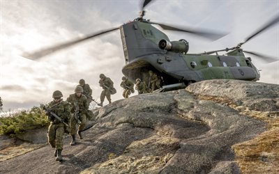 Boeing CH-47 Chinook, CH-147, military heavy-lift helicopter, paratroopers, soldiers, Canada, Canadian special forces, Canadian army