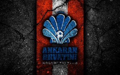 Ankaran FC, 4k, logo, PrvaLiga, football, soccer, black stone, Slovenia, NK Ankaran, asphalt texture, Slovenian football club, FC Ankaran