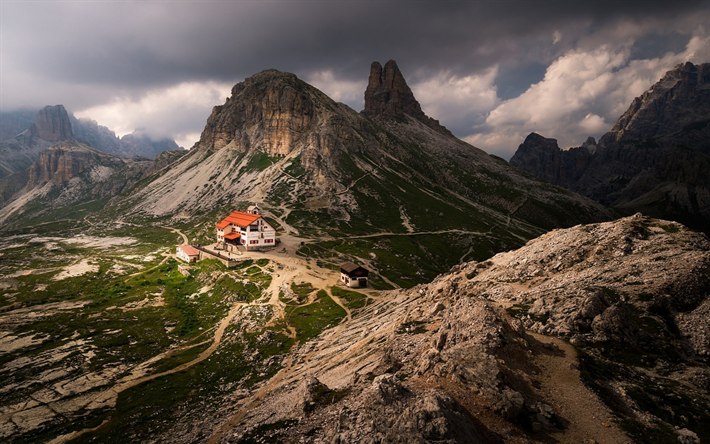 Kolme Huiput Lavaredo, kolme huiput Lavaredo, Dolomiittien, mountain maisema, kivi&#228;, Italia