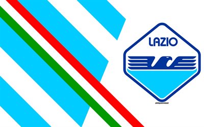 SS Lazio, 4k, Italiensk fotboll club, logotyp, 2D-art, vit bakgrund, emblem, Serie A, Italien, Rom, Flaggan i Italien, fotboll, Lazio FC