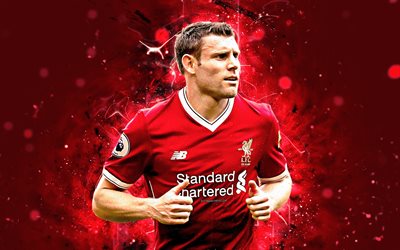 James Milner, 4k, Liverpool, arte astratta, stelle del calcio, calcio, Milner, Premier League, i calciatori, luci al neon, il Liverpool FC, calciatore inglese
