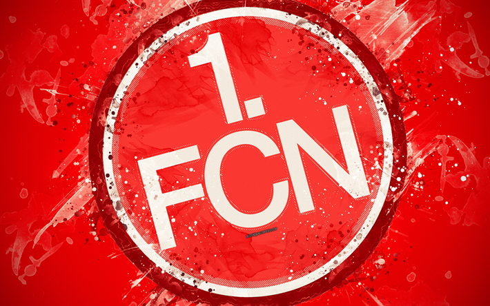 FC Nurnberg, 4k, paint art, logo, creative, German football team, Bundesliga 2, emblem, red background, grunge style, Nuremberg, Bavaria, Germany, football