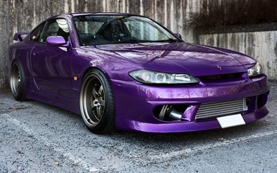 Nissan Silvia S15, purple urheilu coupe, tuning Silvia, violetti Silvia S15, Japanilainen urheiluautoja, Spec-R, JDM, Nissan
