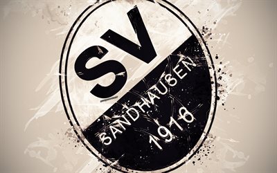 SV ساندهاوسن, 4k, الطلاء الفن, شعار, الإبداعية, فريق كرة القدم الألمانية, الدوري الالماني 2, خلفية بيضاء, أسلوب الجرونج, ساندهاوسن, ألمانيا, كرة القدم
