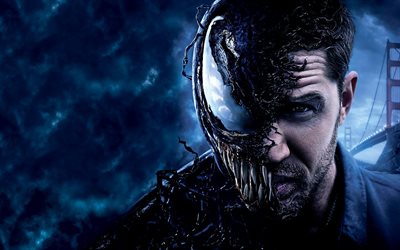Venom, 2018, Tom Hardy, poster, promo, superhero, American new movies